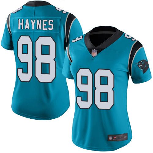Carolina Panthers Limited Blue Women Marquis Haynes Jersey NFL Football #98 Rush Vapor Untouchable